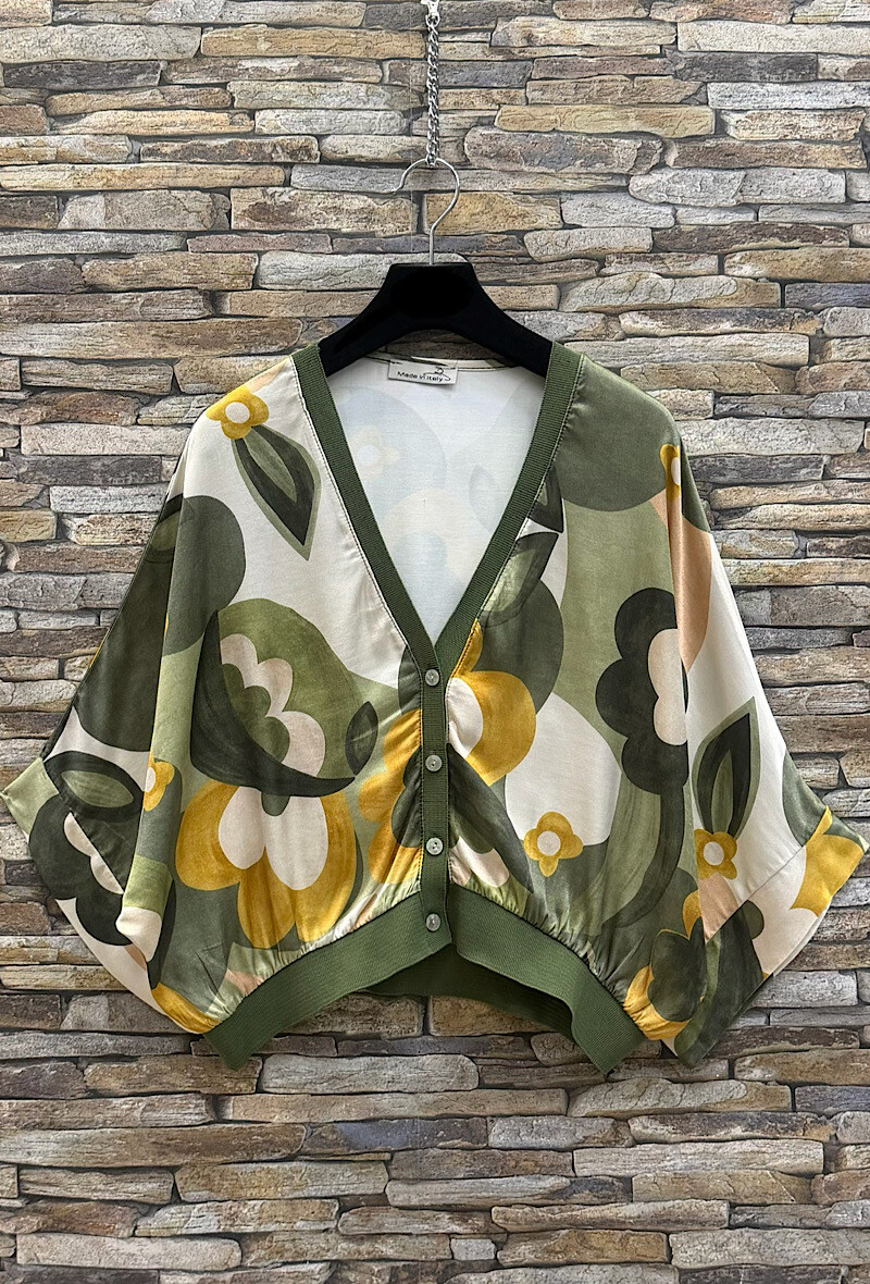 Grossista Elle Style - Gilet GILETTA stampato in viscosa satinata effetto seta, fluido e romantico