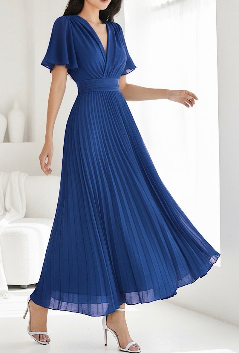 Grossiste Elle Style - Robe LORIANA croisée, plissée fluide avec doublure en viscoses