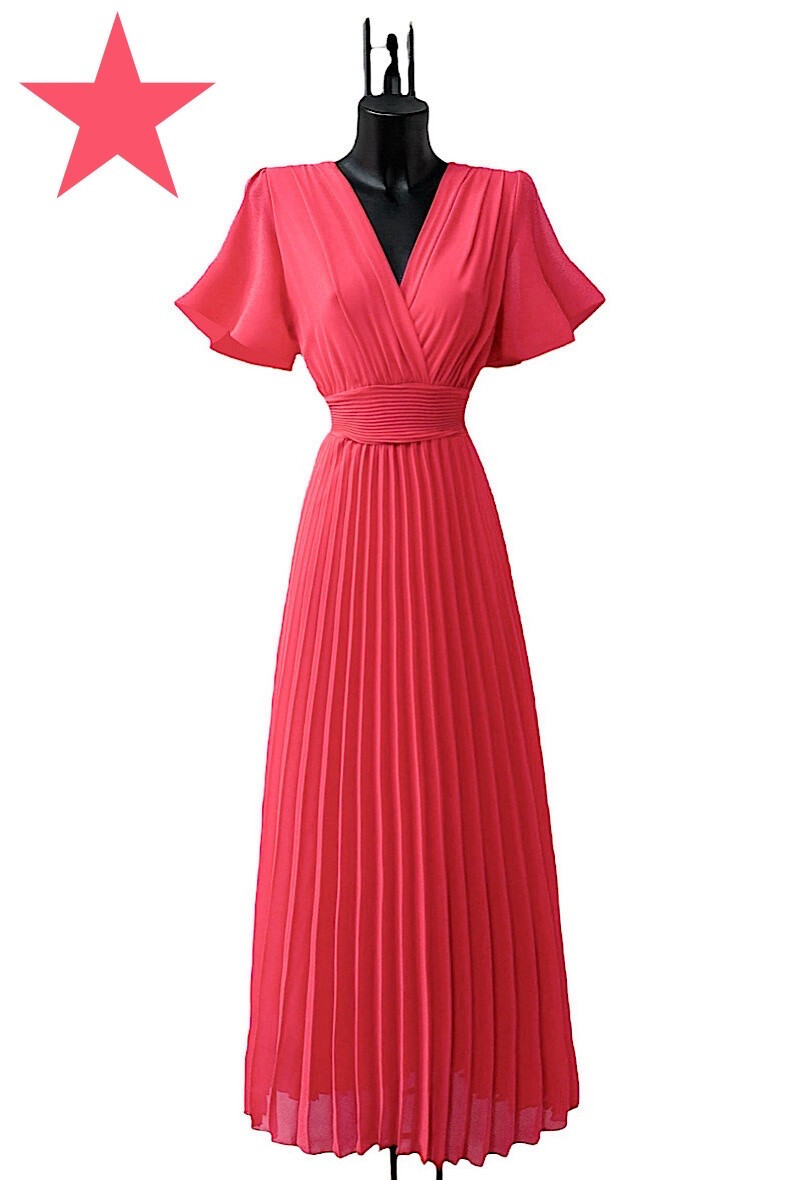 Mayorista Elle Style - Vestido cruzado ALITA fluido plisado con forro de viscosa