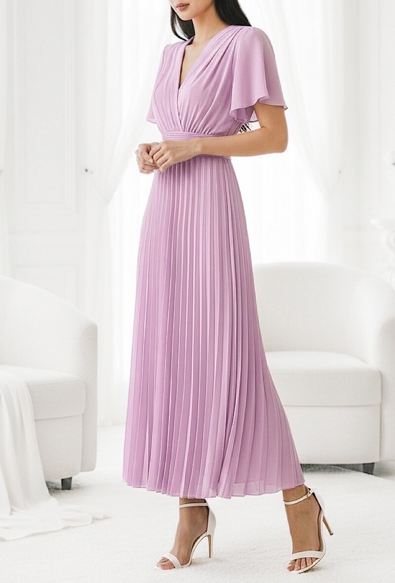 Mayorista Elle Style - Vestido cruzado LORIANA, plisado fluido con forro de viscosa