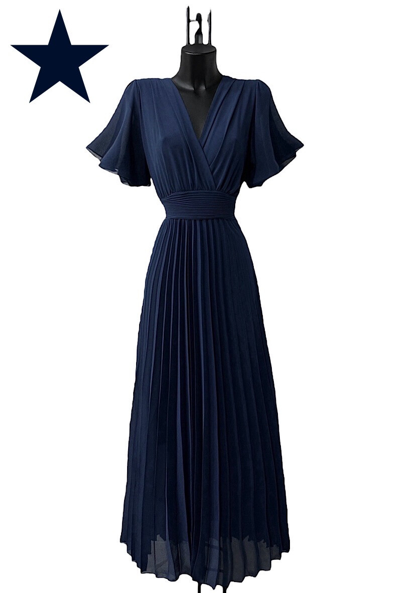 Wholesaler Elle Style - LORIANA dress, crossed, fluid pleated with viscose lining