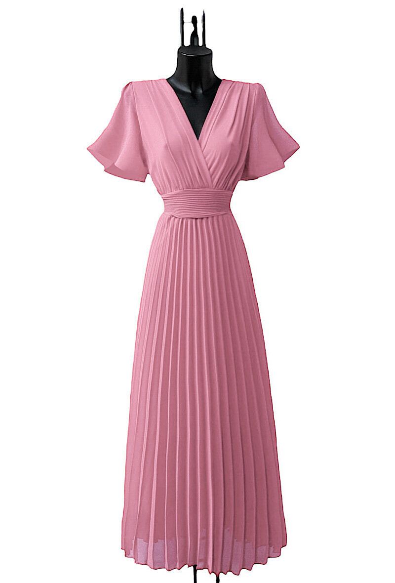 Grossiste Elle Style - Robe LORIANA croisée, plissée fluide avec doublure en viscoses