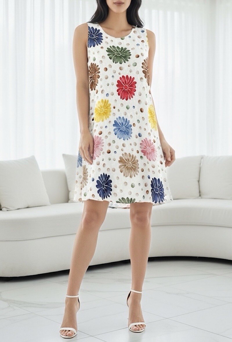Großhändler Elle Style - GABRIELLA Kleid aus fließender Viskose mit Print. BOHEMIAN CHIC und IM TREND.