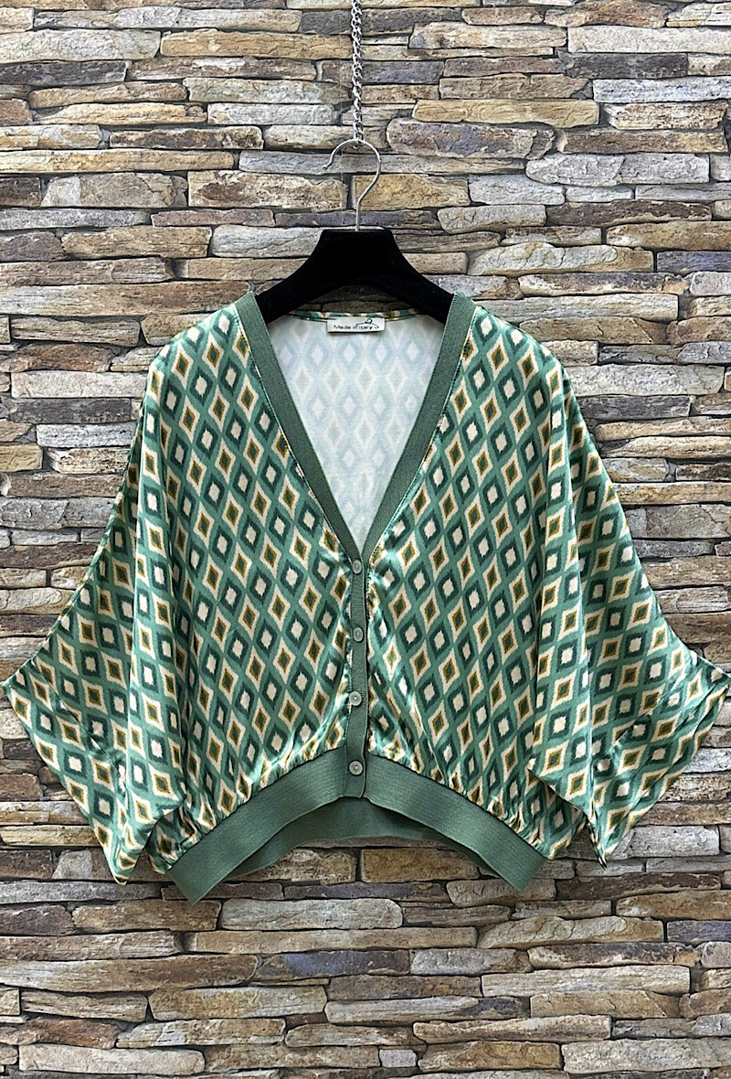 Wholesaler Elle Style - GILETTA cardigan printed in silk-effect satin viscose, fluid and romantic