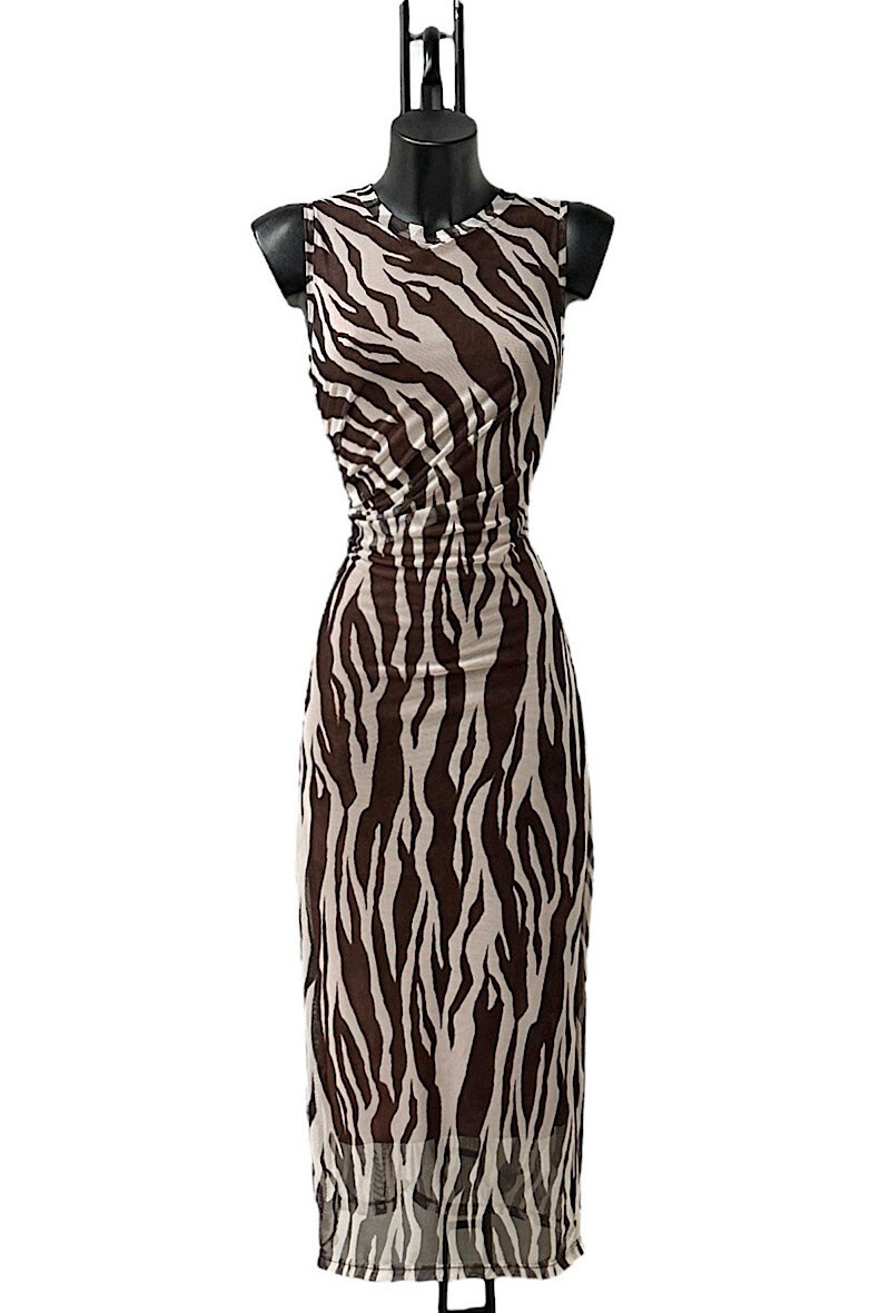 Wholesaler Elle Style - MESH dress, printed, with long sleeves and viscose lining