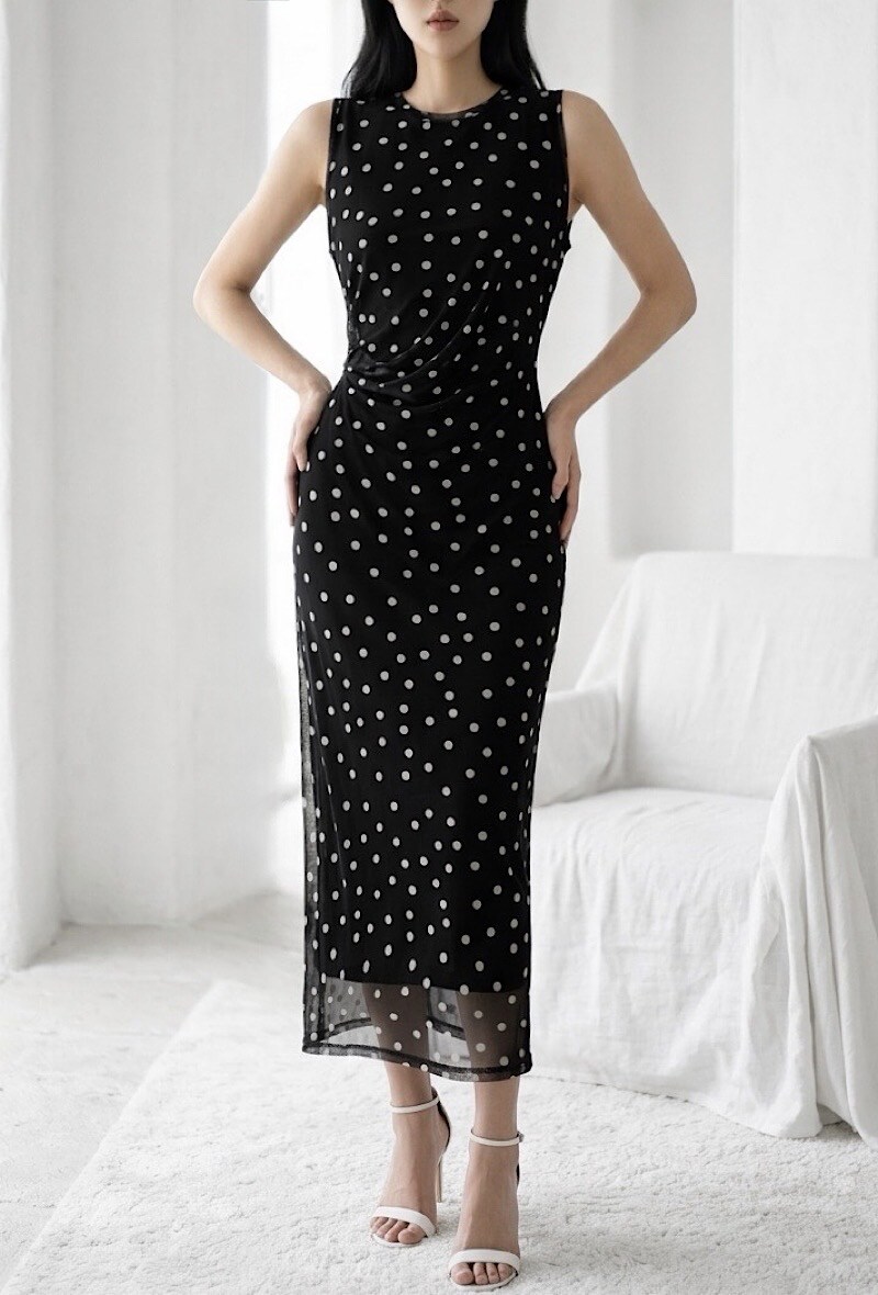 Mayorista Elle Style - Vestido MESH, estampado, con mangas largas y forro de viscosa