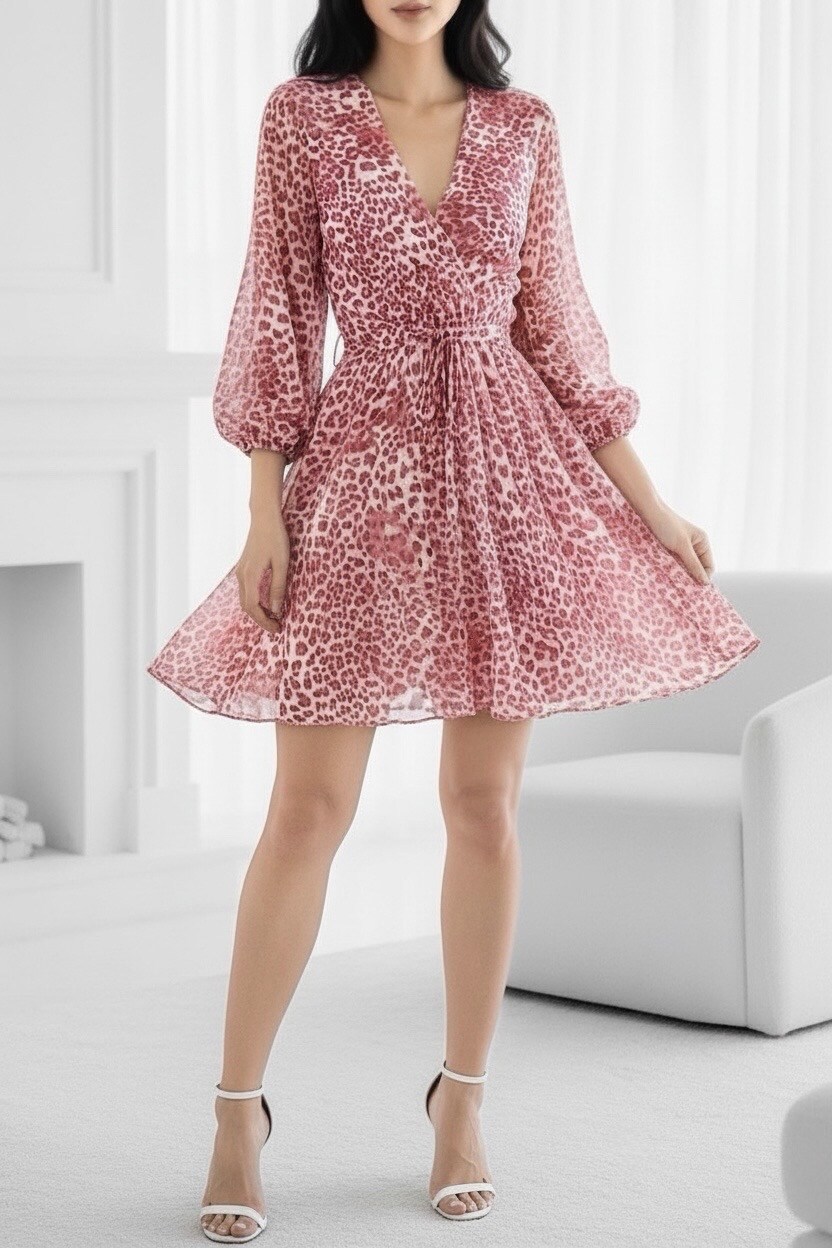 Mayorista Elle Style - Vestido cruzado DIANE con mangas largas, completamente forrado.