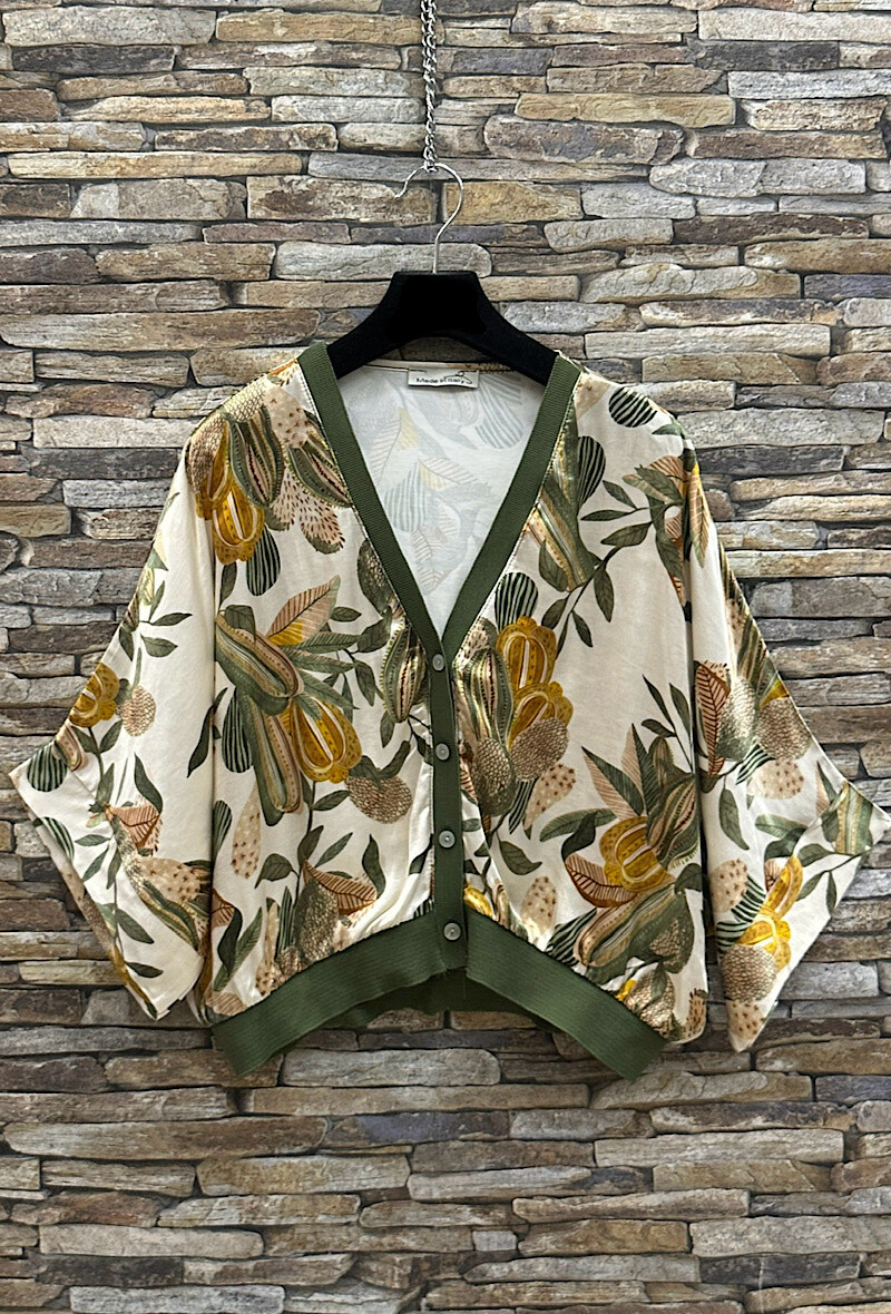 Wholesaler Elle Style - GILETTA cardigan printed in silk-effect satin viscose, fluid and romantic