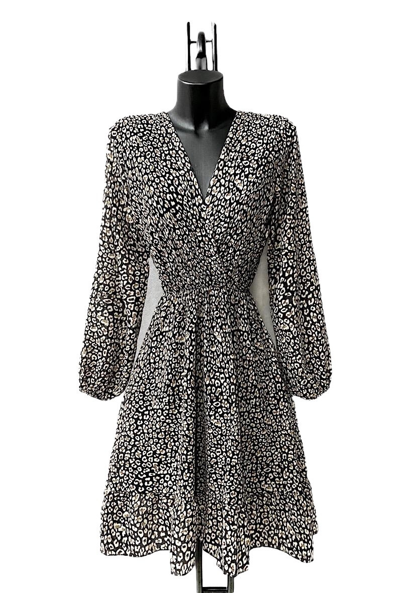 Wholesaler Elle Style - LINA Printed dress, casual, with long sleeves and viscose lining.