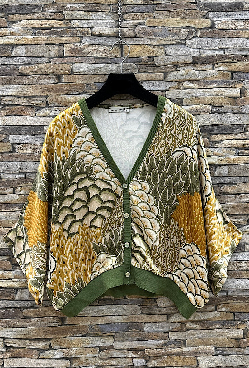 Wholesaler Elle Style - GILETTA cardigan printed in silk-effect satin viscose, fluid and romantic