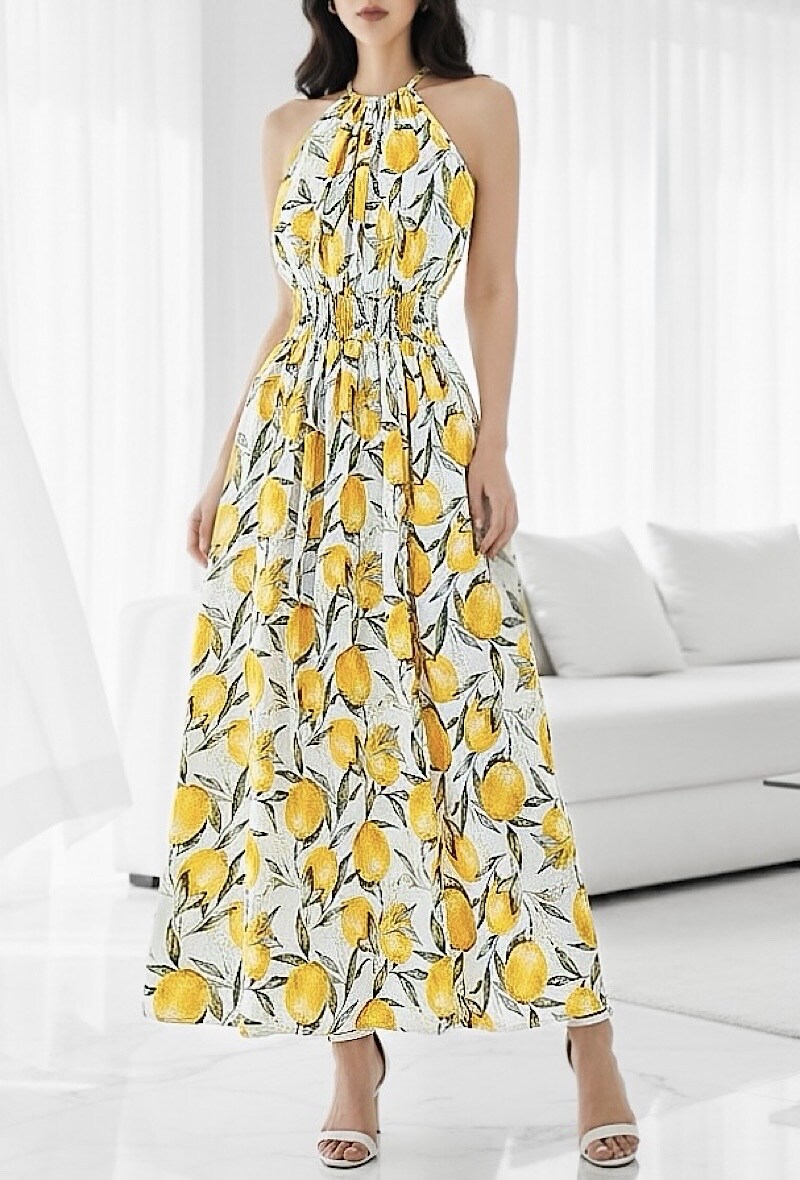 Grossista Elle Style - Abito CARINA, molto fluido con spacco frontale, romantico, chic e di tendenza