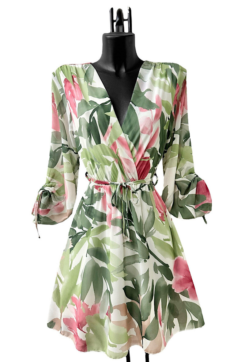 Großhändler Elle Style - DIANE Wickelkleid mit langen Ärmeln, mit Futter.