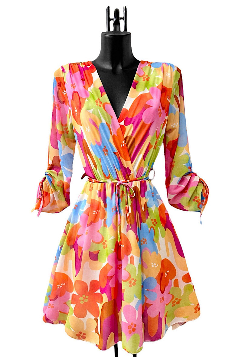 Grossiste Elle Style - Robe DIANE croisé à manches longues,avec doublure.
