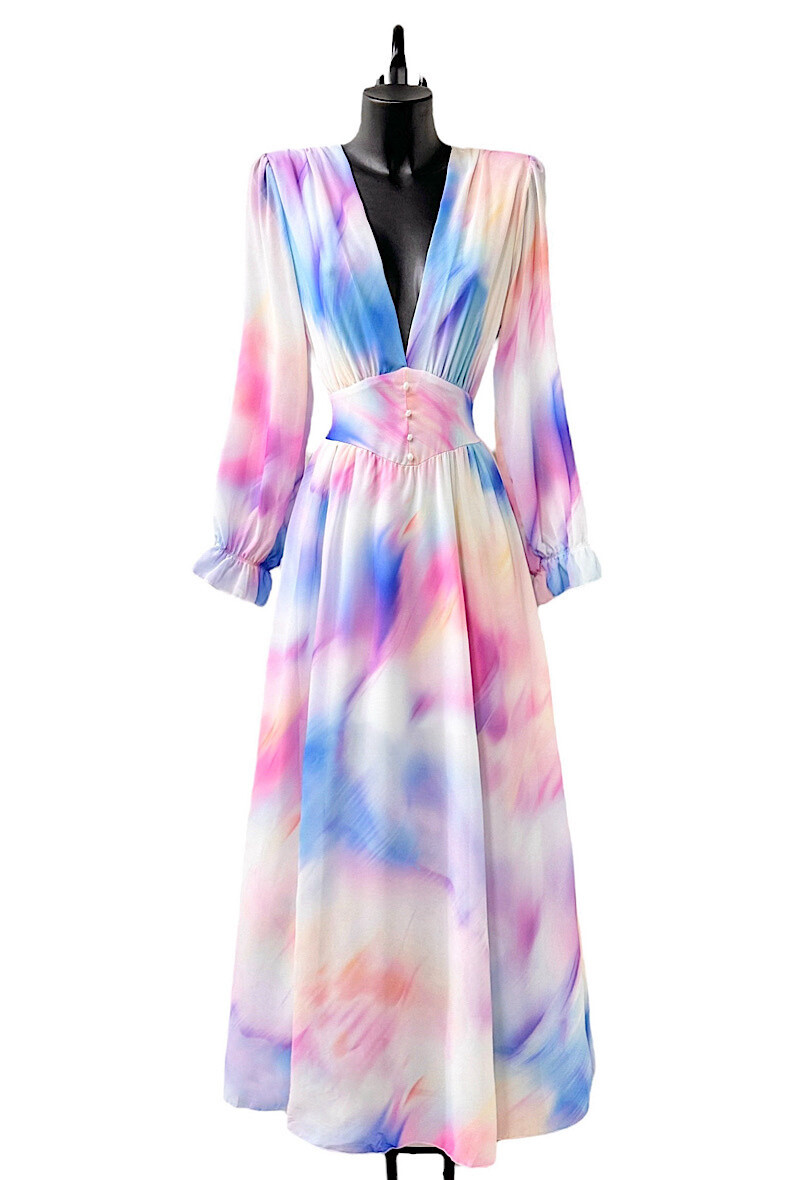Grossiste Elle Style - Robe JULIETTA, manches longues, boutons et doublure en viscose avec fente