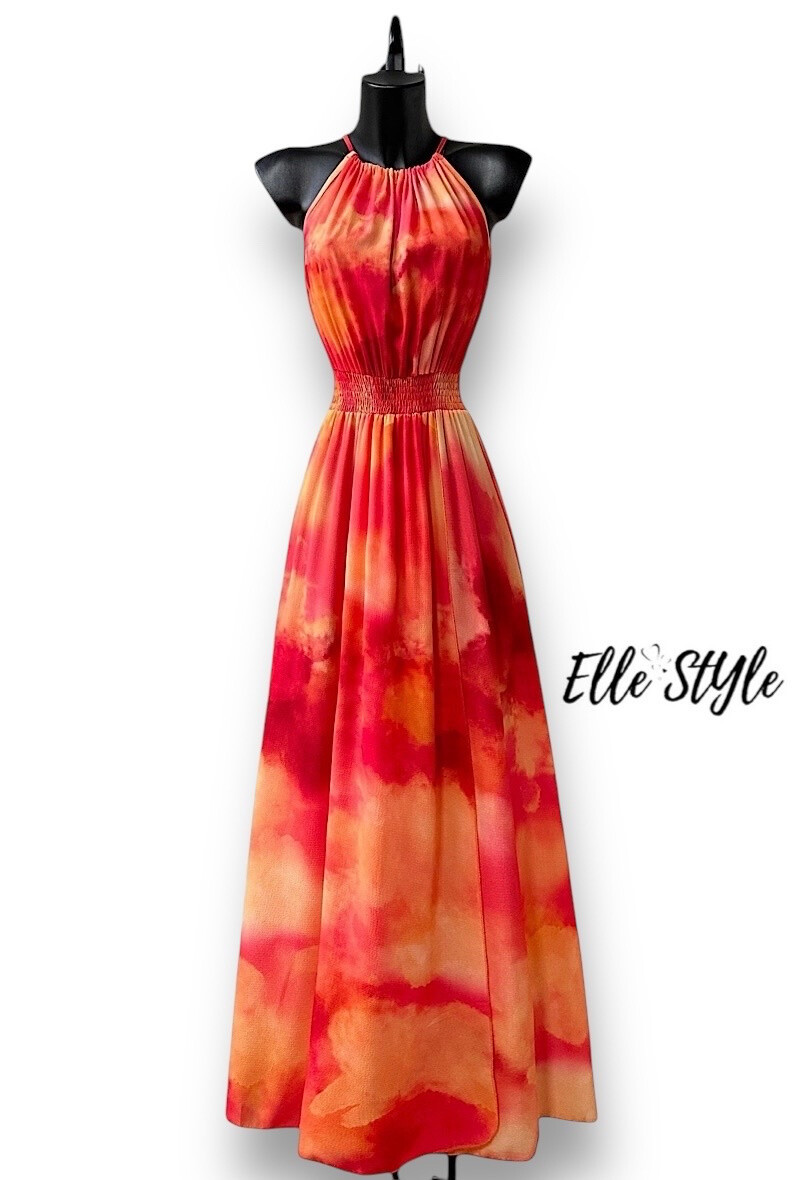 Mayorista Elle Style - Vestido CARINA muy fluido, estampado con abertura delantera, romántico, chic y trendy