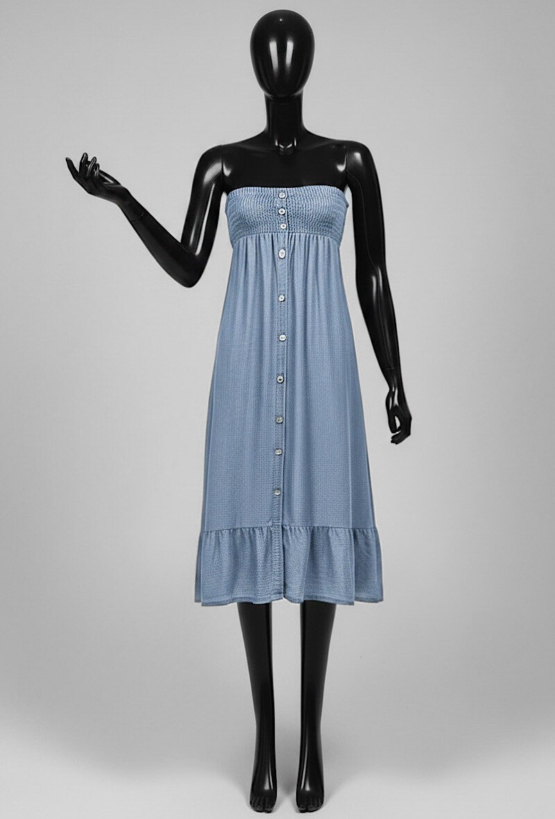 Mayorista Elle Style - Vestido JUDIE muy fluido de denim en TEJIDO LYOCELL con botones