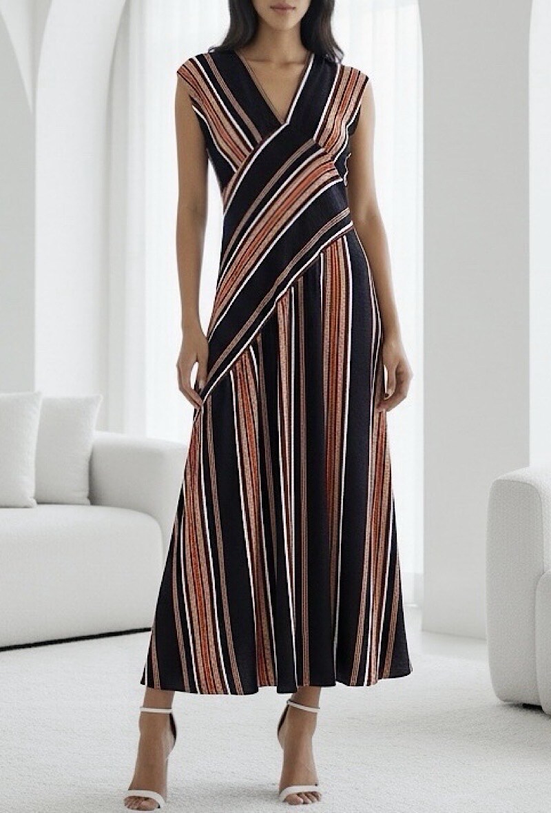 Großhändler Elle Style - STELLY Kleid aus fließender Viskose mit Print und elastischem Rücken. BOHEMIAN CHIC und IM TREND.