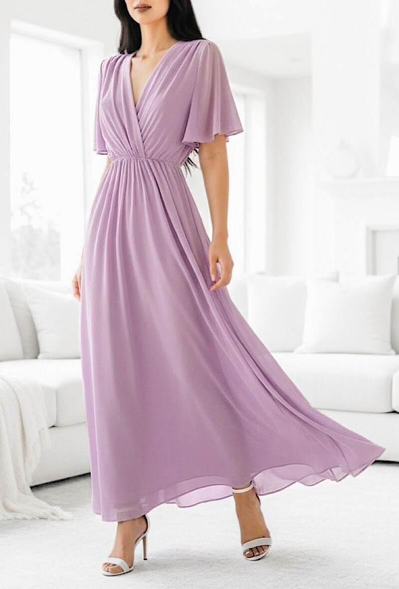 Grossista Elle Style - Abito ROSY romantico, molto fluido, alla moda ed elegante con fodera in viscosa