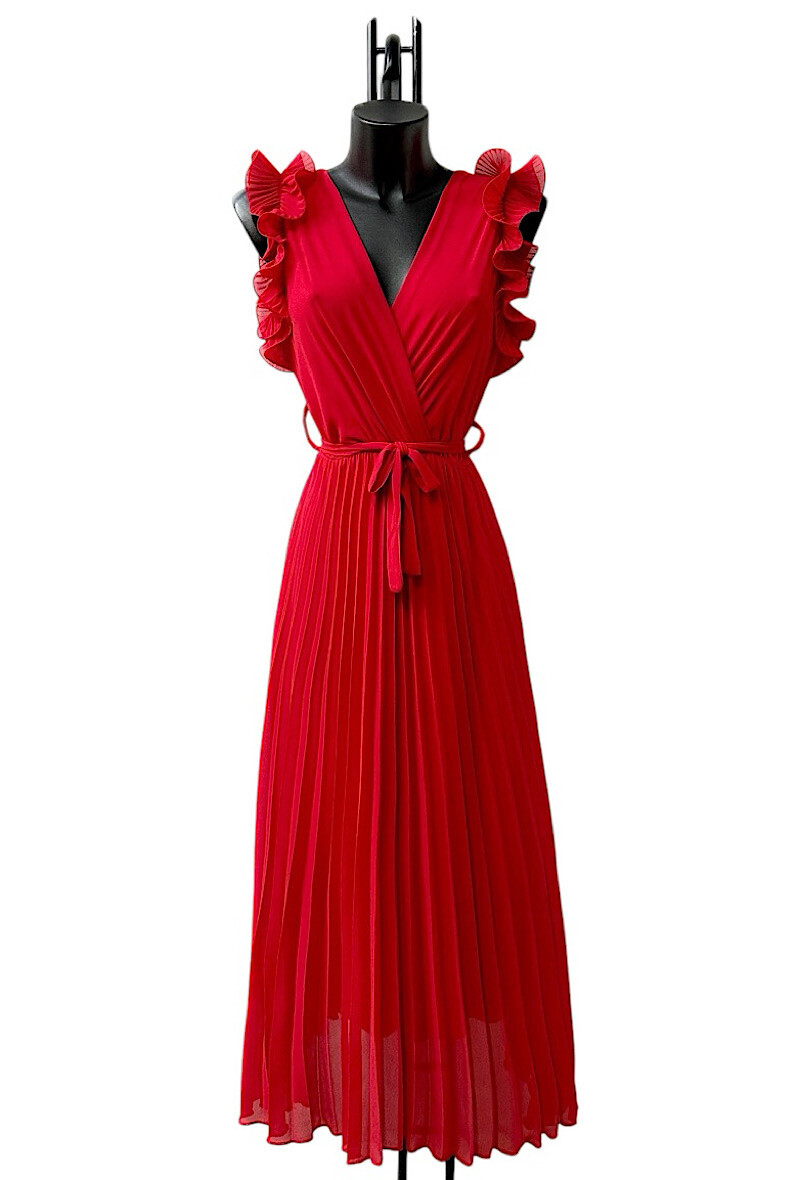 Grossiste Elle Style - Robe VICTORIA uni, manche froncée plissée avec doublure viscose
