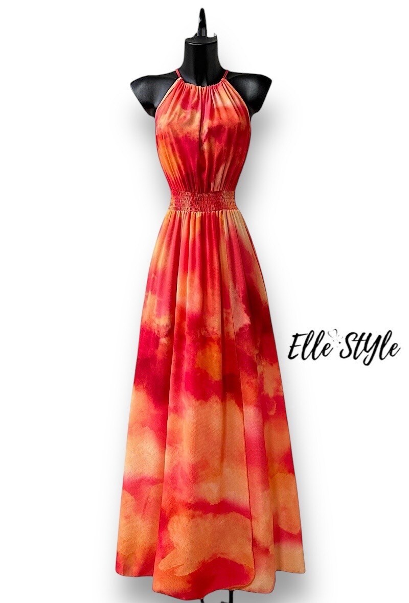 Grossista Elle Style - Abito CARINA, molto fluido con spacco frontale, romantico, chic e di tendenza