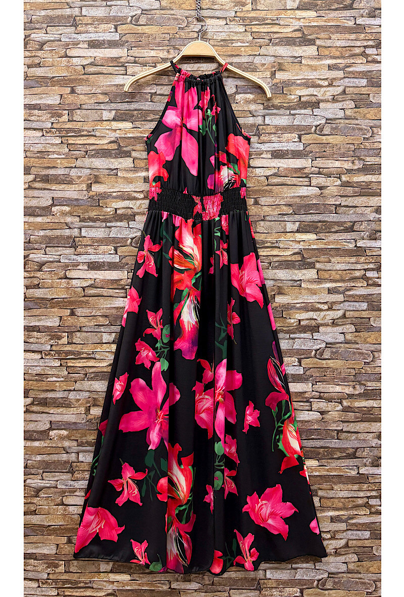 Grossista Elle Style - Abito CARINA, molto fluido con spacco frontale, romantico, chic e di tendenza