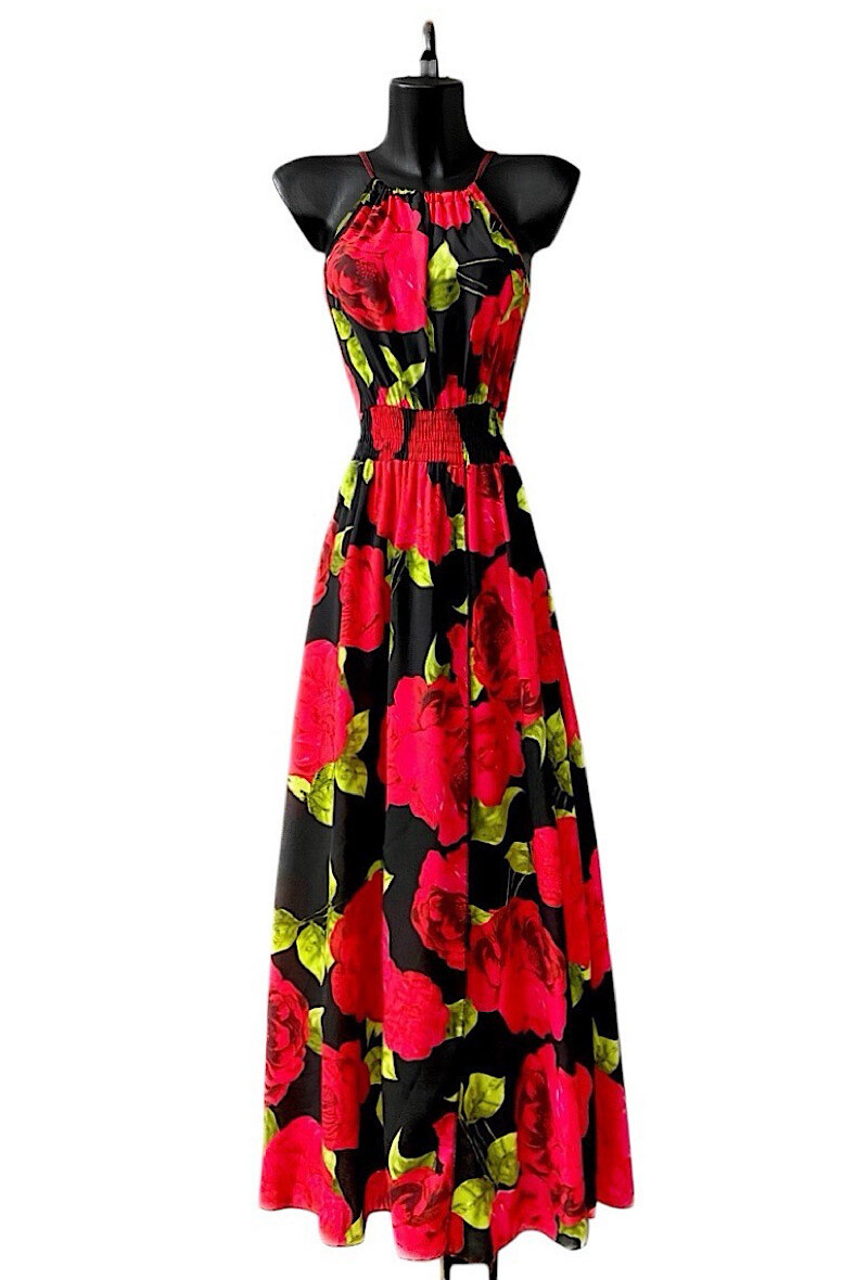 Grossiste Elle Style - Robe CARINA très fluide, imprimé avec fente avant, romantique, chic et tendance