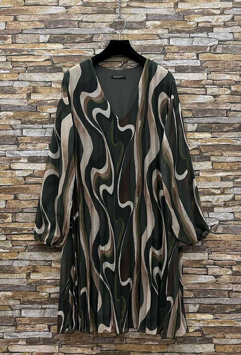 Grossiste Elle Style - Robe SANIA plissée, imprimée très fluide avec doublure viscose