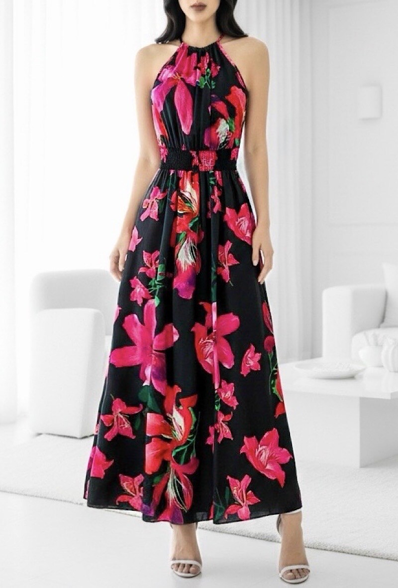 Großhändler Elle Style - CARINA Kleid, sehr fließend mit Frontschlitz, romantisch, schick und modisch