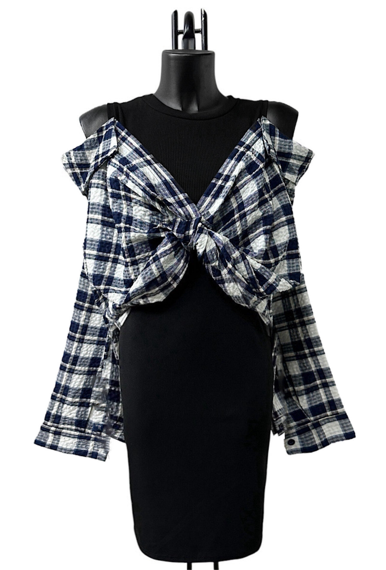 Mayorista Elle Style - Vestido VERONICA con efecto de sobrecamisa a cuadros, muy de moda y romántico