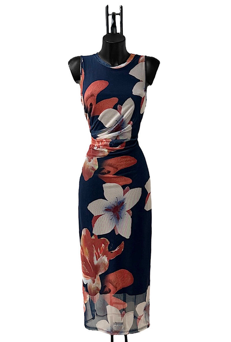 Wholesaler Elle Style - MESH dress, printed, with long sleeves and viscose lining