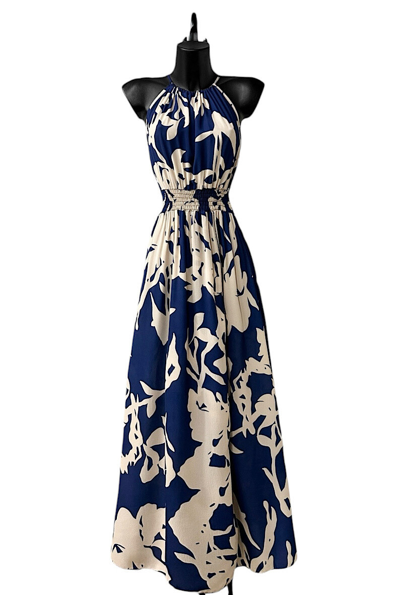 Wholesaler Elle Style - CARINA dress, very fluid, printed with front slit, romantic, chic and trendy