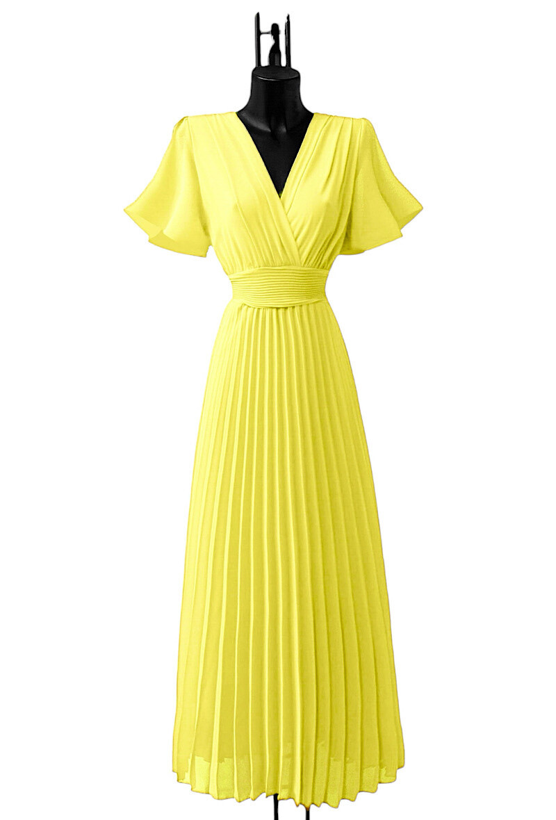 Grossiste Elle Style - Robe LORIANA croisée, plissée fluide avec doublure en viscoses