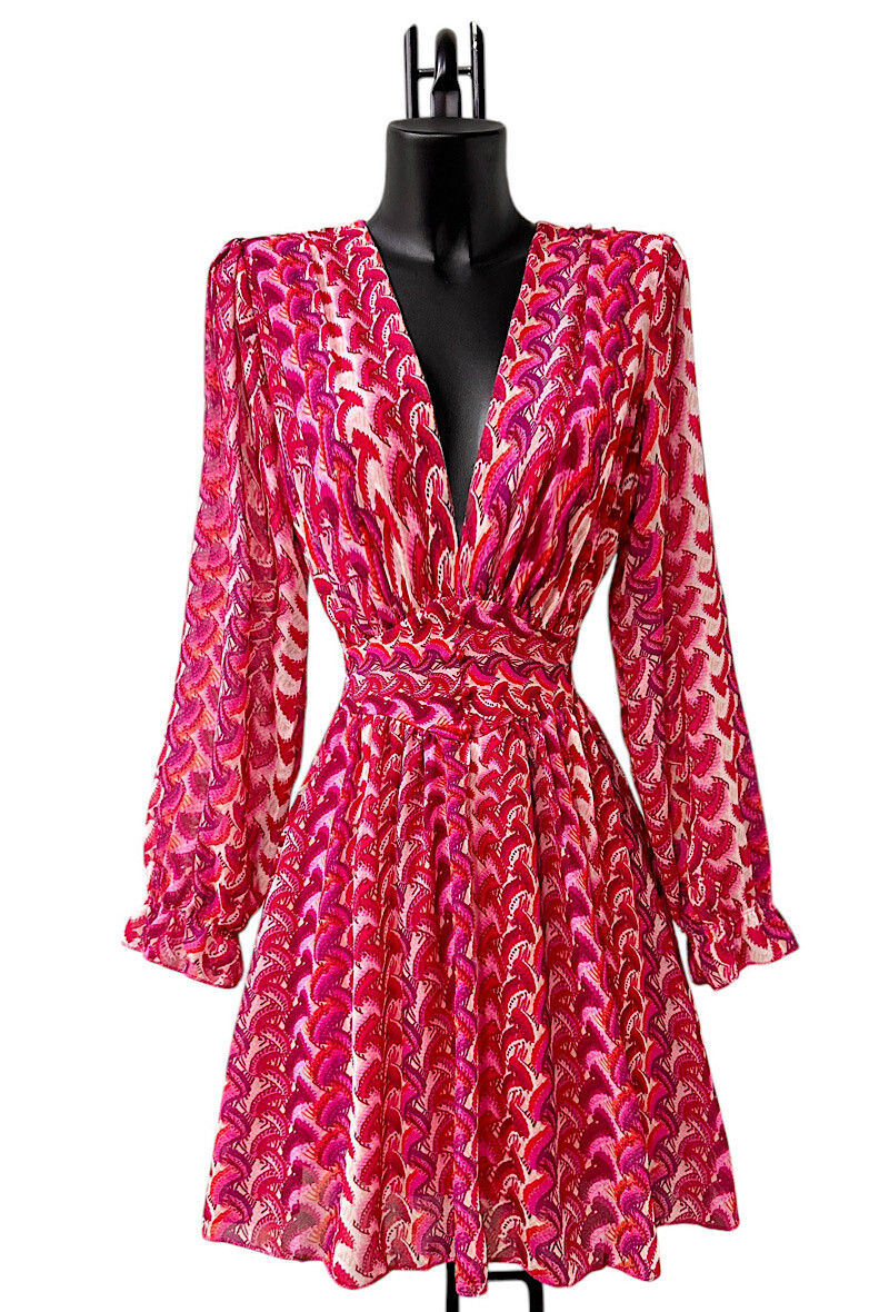 Wholesaler Elle Style - JULIETTE Printed dress, casual, with long sleeves, buttons and viscose lining.