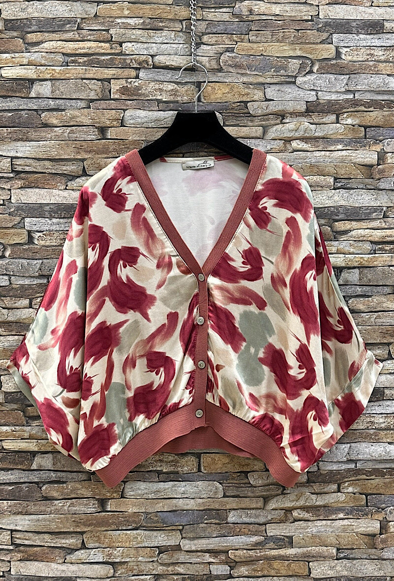 Wholesaler Elle Style - GILETTA cardigan printed in silk-effect satin viscose, fluid and romantic