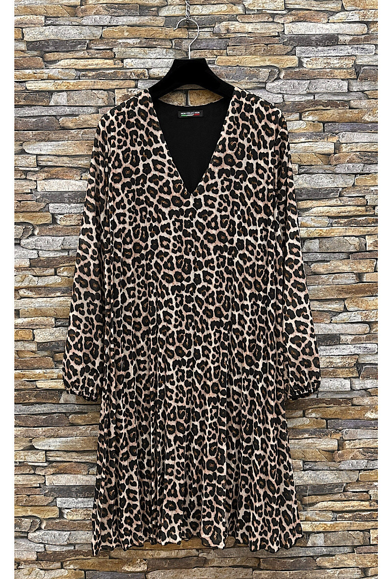Grossiste Elle Style - Robe SANIA plissée, imprimée très fluide avec doublure viscose