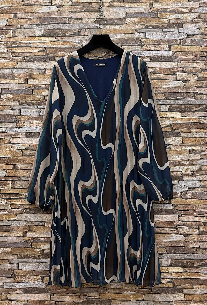 Grossiste Elle Style - Robe SANIA plissée, imprimée très fluide avec doublure viscose