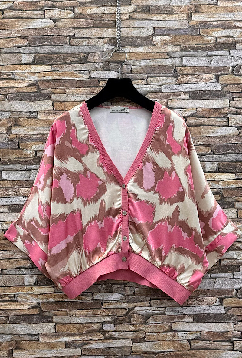 Grossista Elle Style - Gilet GILETTA stampato in viscosa satinata effetto seta, fluido e romantico
