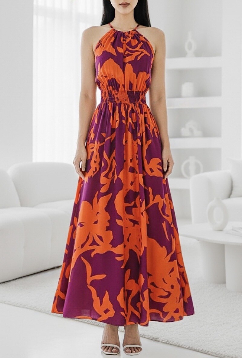 Grossista Elle Style - Abito CARINA, molto fluido con spacco frontale, romantico, chic e di tendenza
