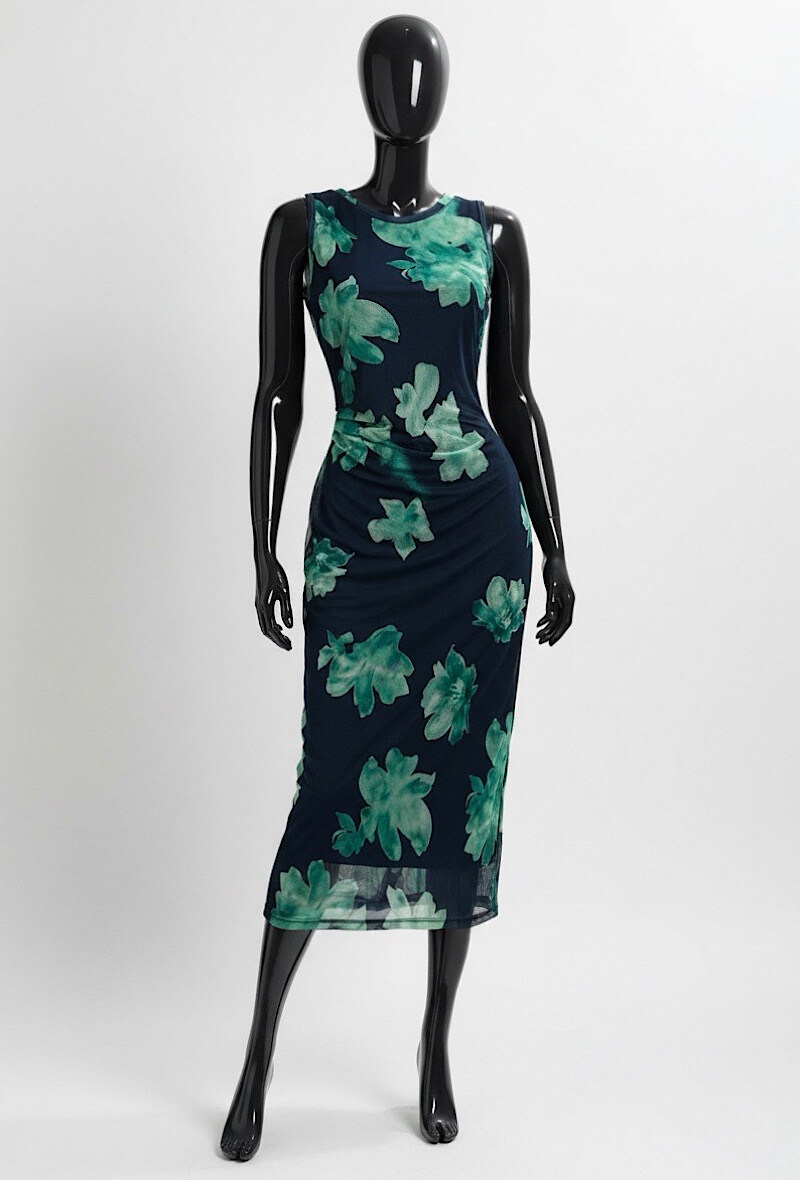 Grossiste Elle Style - Robe MESH, imprimé, avec manches longues et doublure en viscose