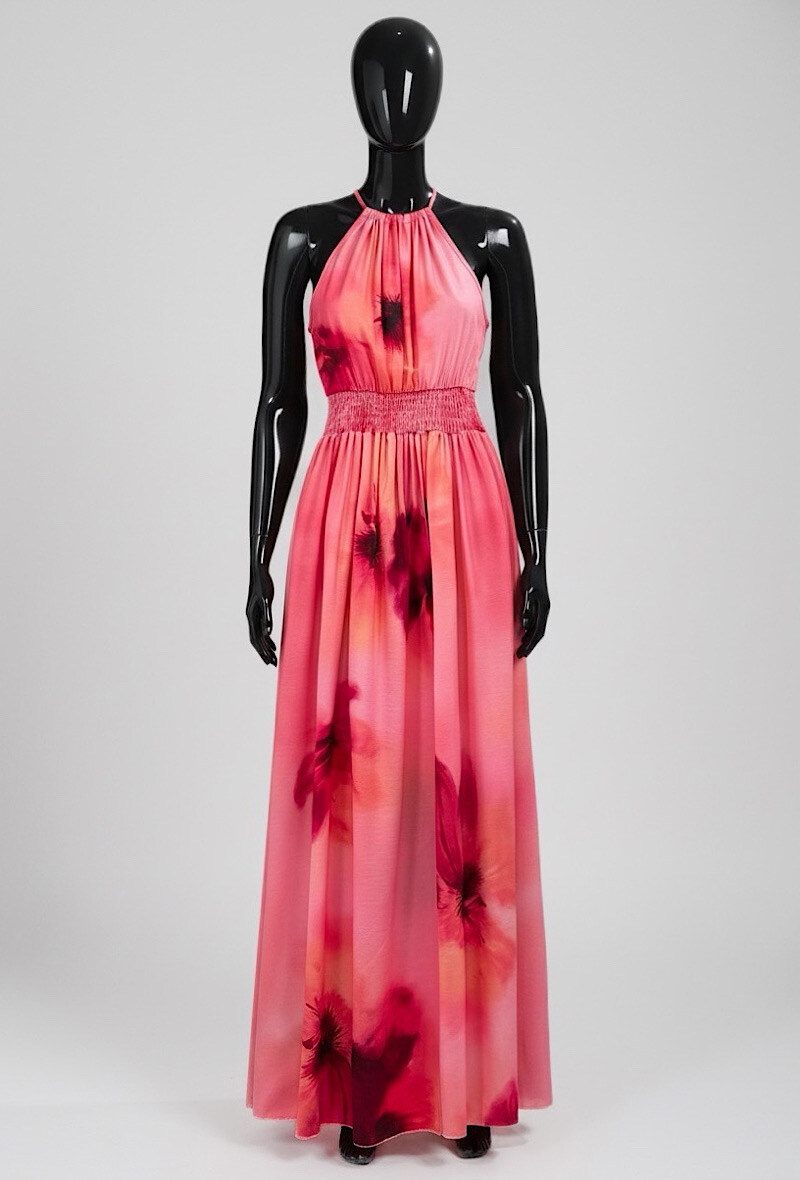 Grossiste Elle Style - Robe CARINA très fluide, imprimé avec fente avant, romantique, chic et tendance