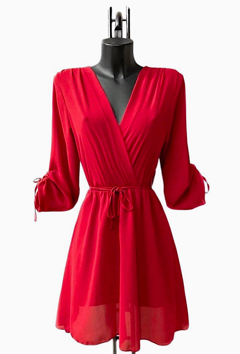 Grossiste Elle Style - Robe DIANEA croisé à manches longues,avec doublure.