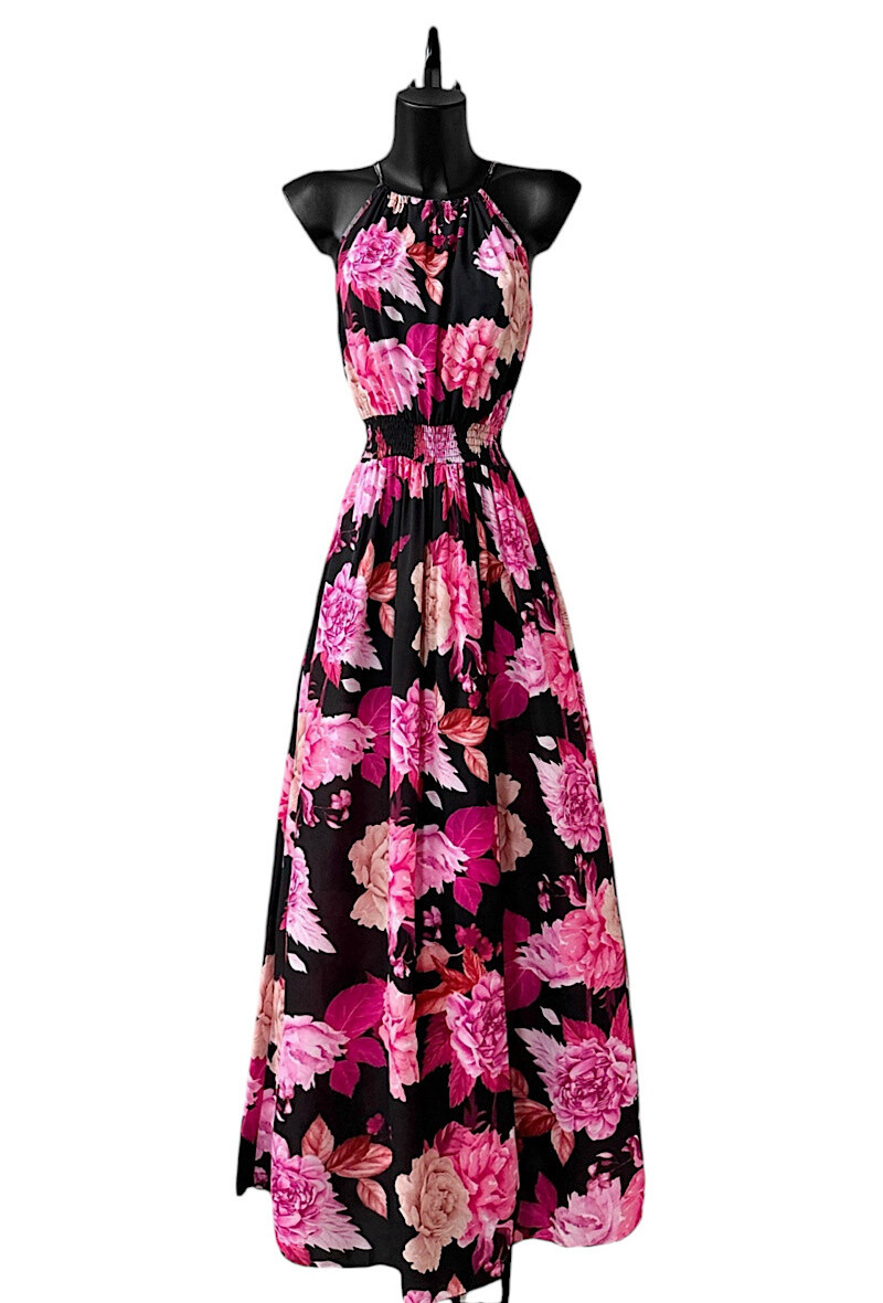 Grossiste Elle Style - Robe CARINA très fluide, imprimé avec fente avant, romantique, chic et tendance