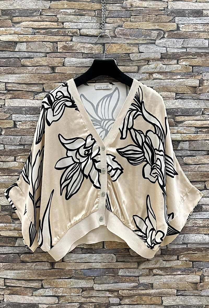 Grossiste Elle Style - Gilet GILETTA imprimé en viscose satinée effet soie, fluide et romantique