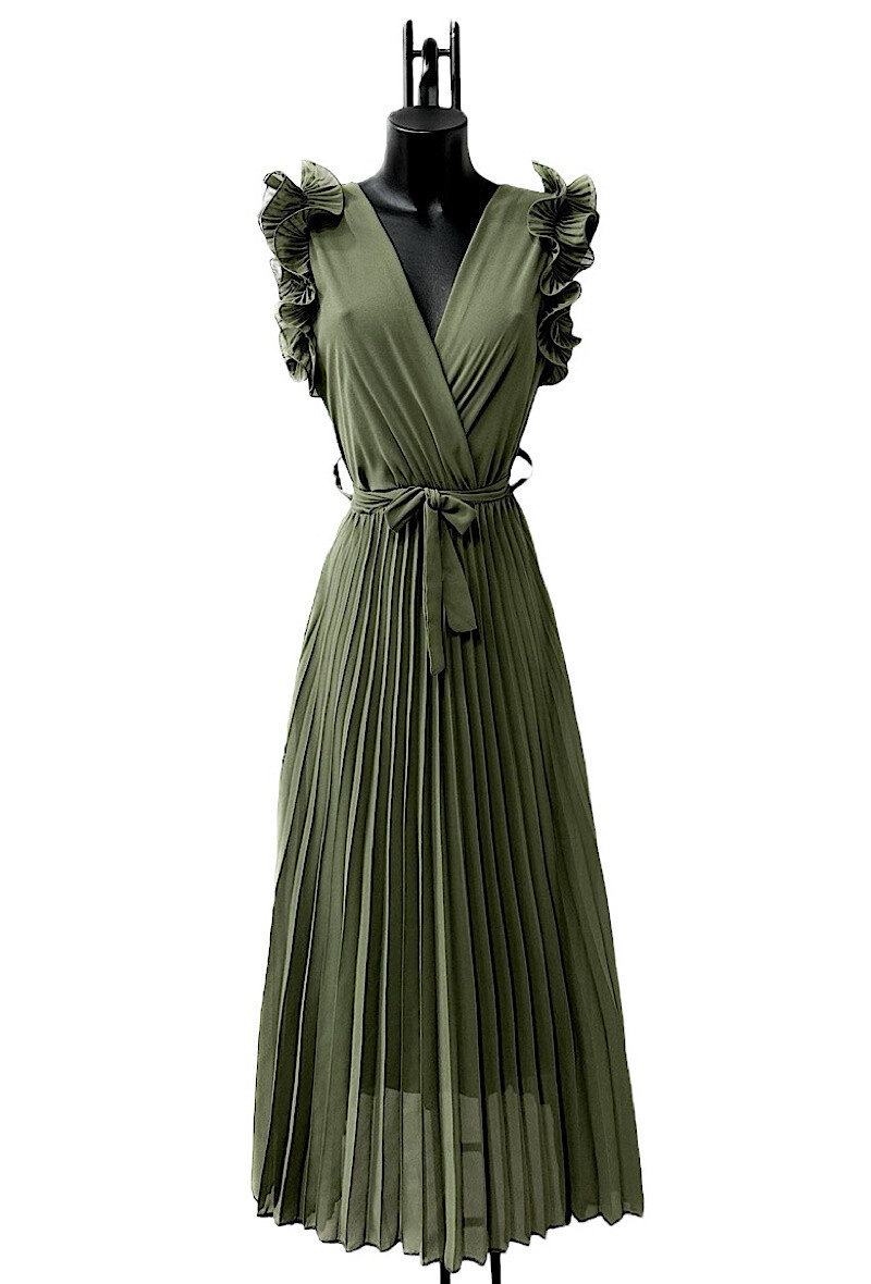 Grossiste Elle Style - Robe VICTORIA uni, manche froncée plissée avec doublure viscose