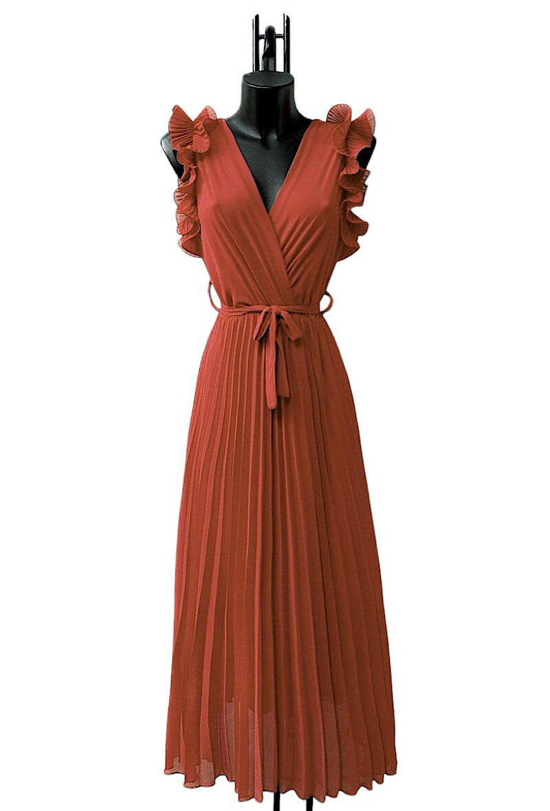 Großhändler Elle Style - Schlichtes VICTORIA-Kleid mit plissierten, gerafften Ärmeln.