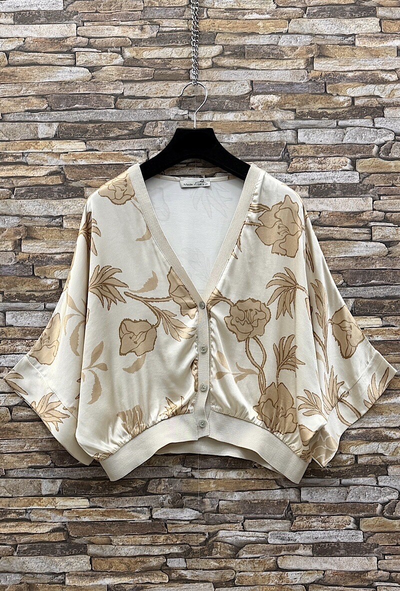 Grossista Elle Style - Gilet GILETTA stampato in viscosa satinata effetto seta, fluido e romantico