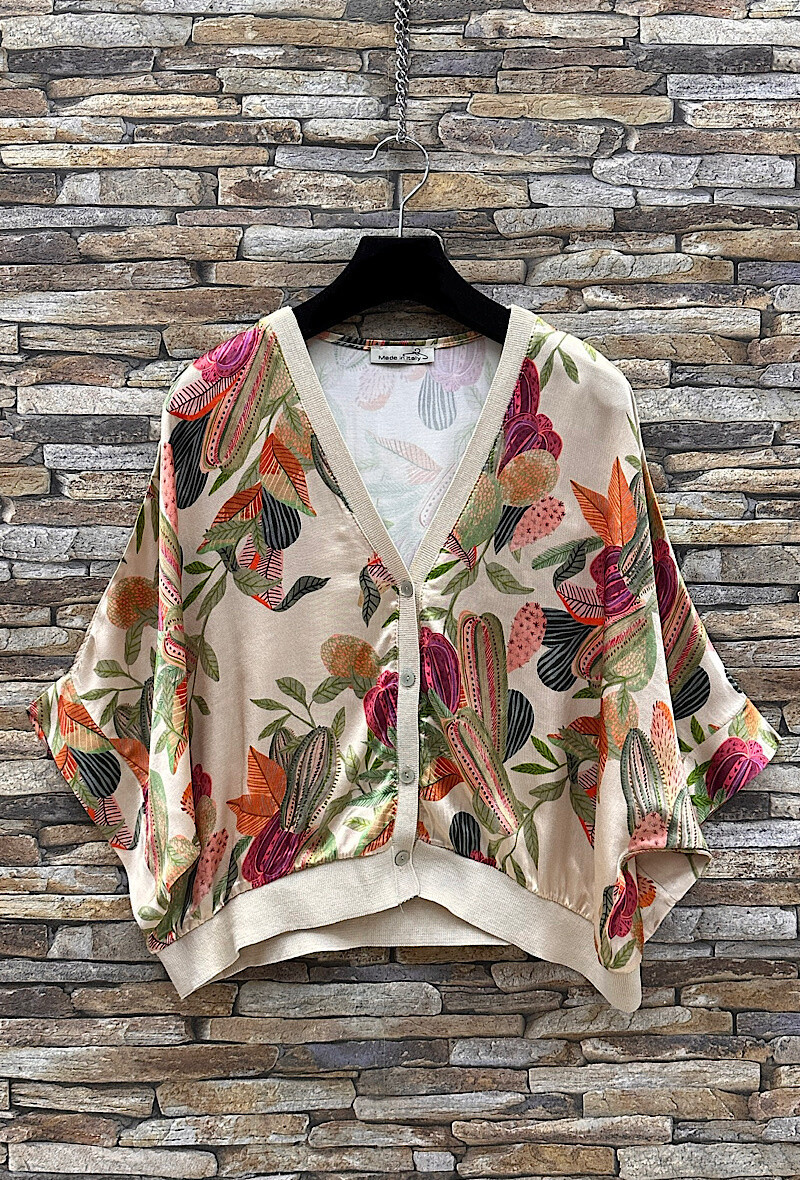 Grossiste Elle Style - Gilet GILETTA imprimé en viscose satinée effet soie, fluide et romantique