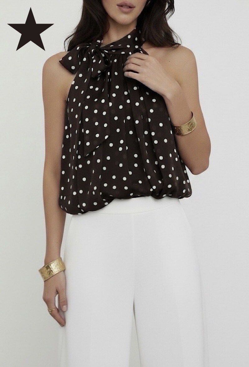 Mayorista Elle Style - Blusa ANAIS con cuello lavallière estampado, fluida y romántica, chic y a la moda con forro de viscosa.