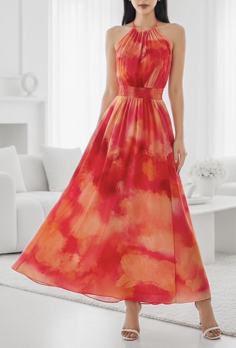 Großhändler Elle Style - CARINA Kleid, sehr fließend mit Frontschlitz, romantisch, schick und modisch