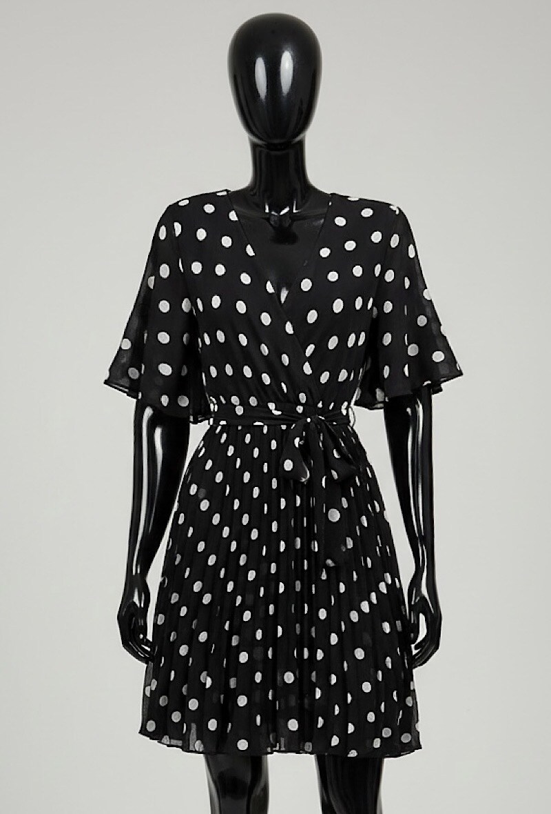 Grossiste Elle Style - Robe BETANY croisée imprimée , plissée fluide avec doublure en viscoses